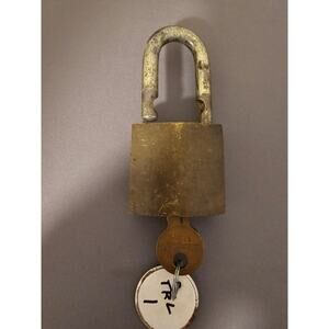 Vintage American/Americall 2080 Brass Padlock w/Junkunc Bros Key - 2" - works